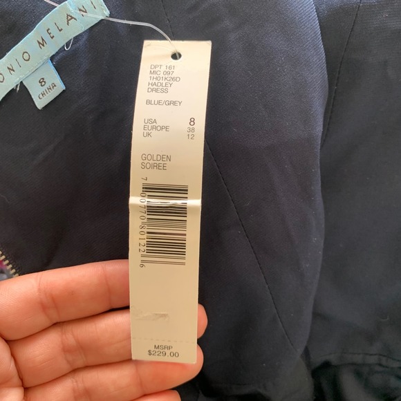 Antonio Melani blue navy sequin floral embellished‎ dress size 8 wedding guest - Picture 7 of 10